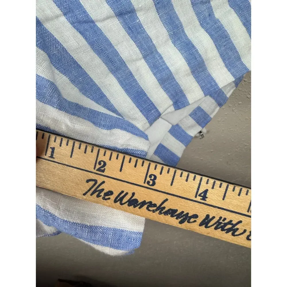 J. Crew Blue and white Striped Shorts 100% Linen Womens Size Medium